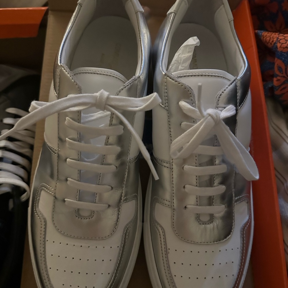 Common Project Men’s Tennis Shoes White with Silver